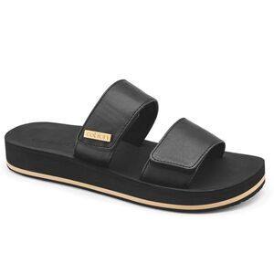 Cobian Women's Dana Rise Synthetic Leather Strap Slides Sandals, Black Sz 8. NWT